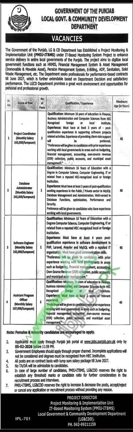 Local Government and Community Development Jobs 2026 in Lahore – Latest LG & CD Vacancies