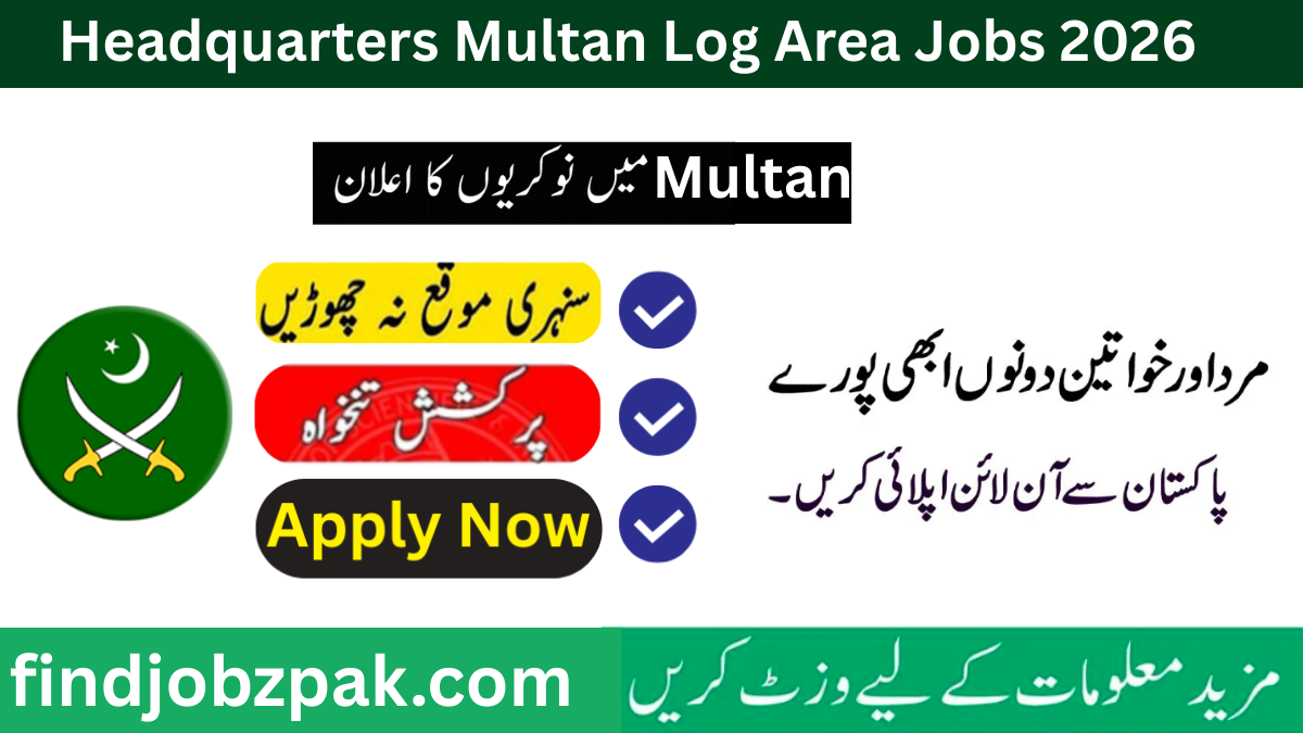 Headquarters Multan Log Area Jobs 2026 for Cook (BPS-01) – Application Form & Eligibility