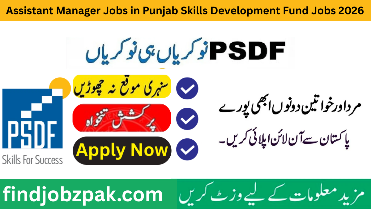 Assistant Manager Jobs in PSDF 2026 Apply Online | Punjab Skills Development Fund Jobs
